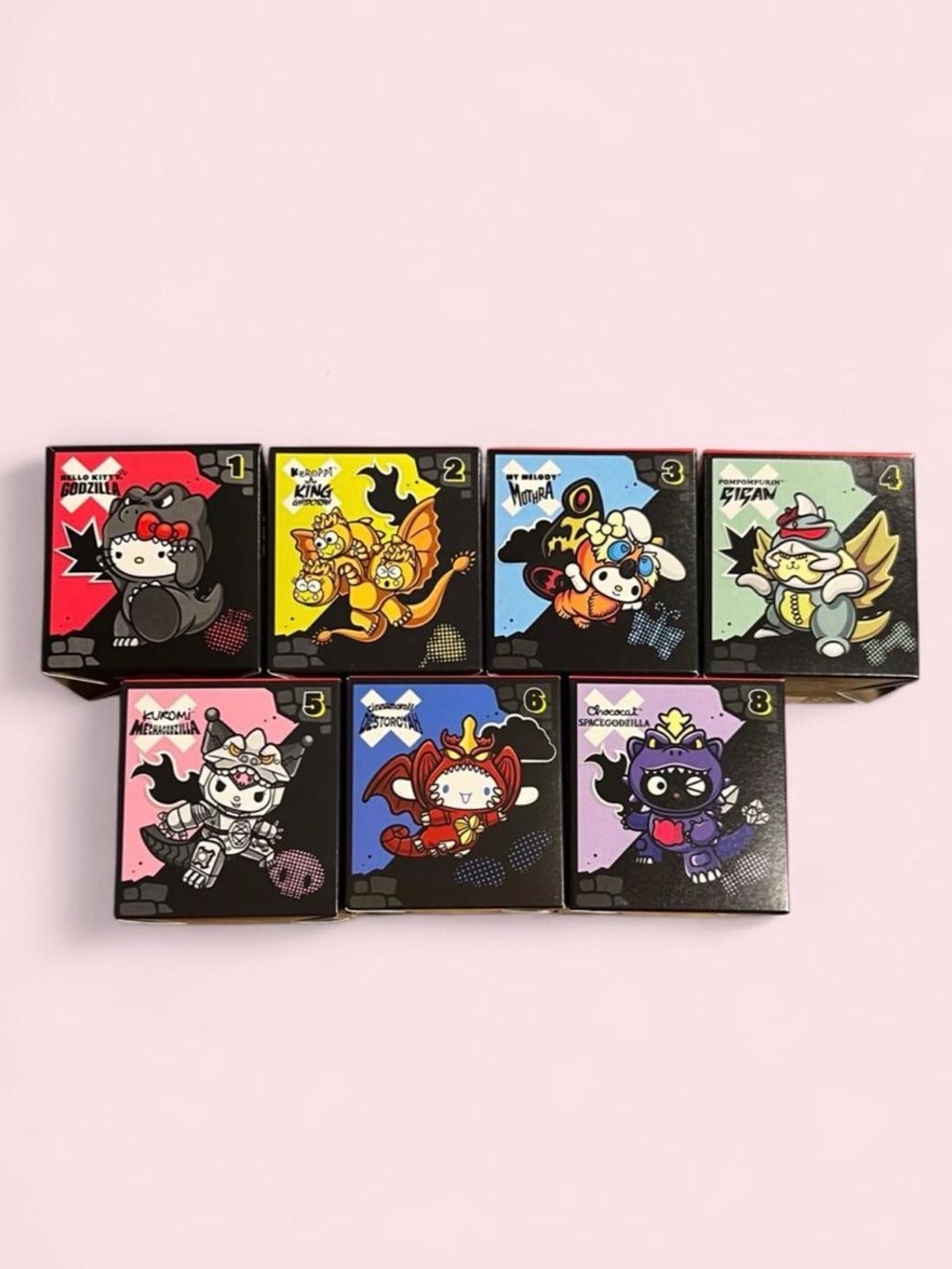 McDonalds Hello Kitty x Godzilla Happy Meal Toys Lot of 7 Sanrio 1 2 3 4 5 6 8